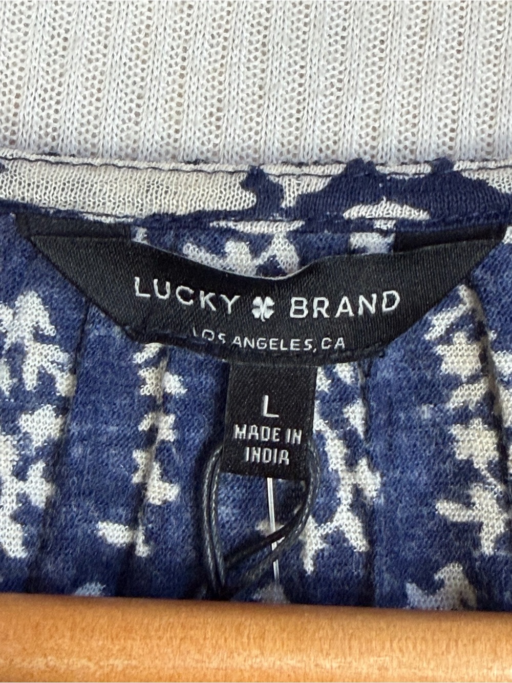 NWT Lucky Brand Blue Floral Print Peasant Blouse Size Large Boho Bell Sleeve Top - Picture 7 of 14